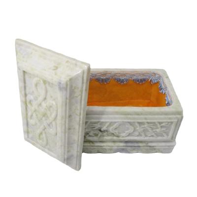 China Customization High quality Lantian jade cinerary casket men and women hand-carved longevity box coffin funeral supplies for sale