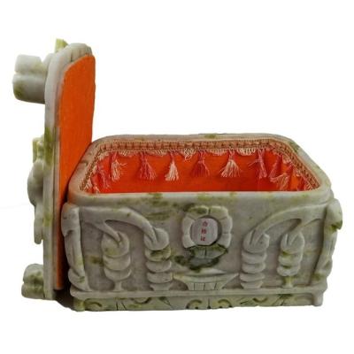 China Customization New process natural Lantian jade cinerary casket coffin longevity white jade Lantian jade for sale