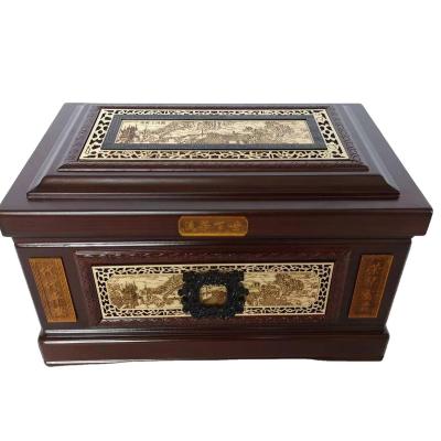 China Customization Wholesale fine wood urns Funerary burial supplies urns Cemetery moving graves small coffins for sale