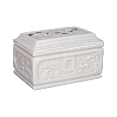 China Customization Hot sale American funeral White marble cinerary casket for sale