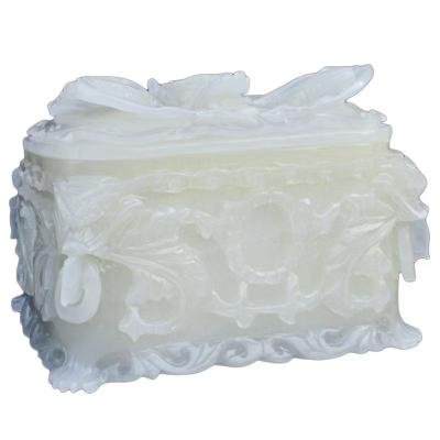 China Customization White marble cinerary casket Marble white jade men's and women's standard increase dragon phoenix crystal ceramic coffin for sale