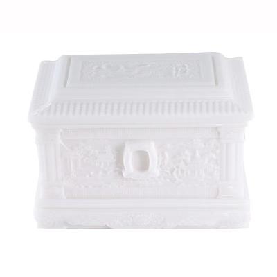 China Customization White marble cinerary casket new white jade burial coffin burial cemetery burial shroud long-term preservation for sale