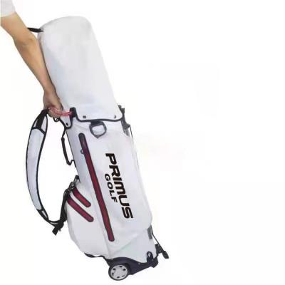 China Custom Logo Golf Club Bags Nylon Golf Bag With Two Wheels Nylon Waterproof Golf Bag With Wheels for sale