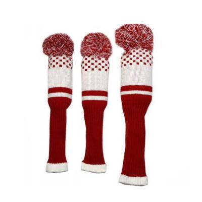 China Durable Custom High Quality Golf Sock Knitted Head Cover Knitted Golf Wood Head Cover for sale