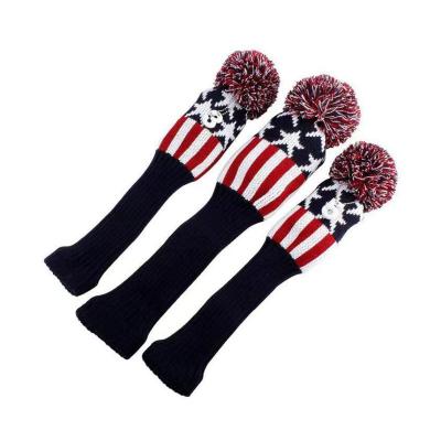 China Durable Custom Golf Head Covers Wood Driver Fairway Hybrid Knitted Golf Cover For Sale for sale