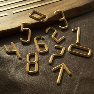 China Mordern Hotel 0-9 Number Digits Plate Sign House Number Wall Signage Brass House Number for sale