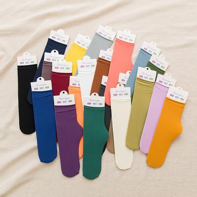 China Cheap QUICK DRY custom logo plain color crew slouch sock sock cotton women socks wholesale for sale