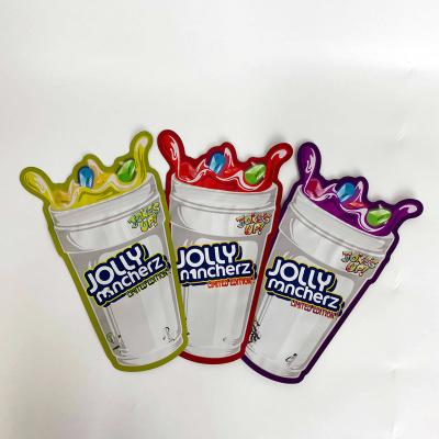 China Disposable Custom Zipper Shape Mylar Bag Resealable Soft Touch Candy Packaging 3.5g 7g 28g for sale