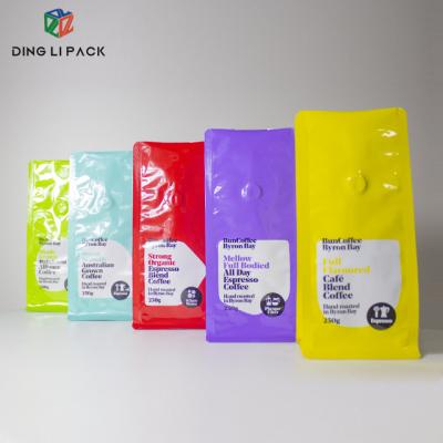 China Disposable Custom Printed Wholesale PE 250g Aluminum Foil Food Flat Bottom Coffee Packaging Bag With Valve for sale