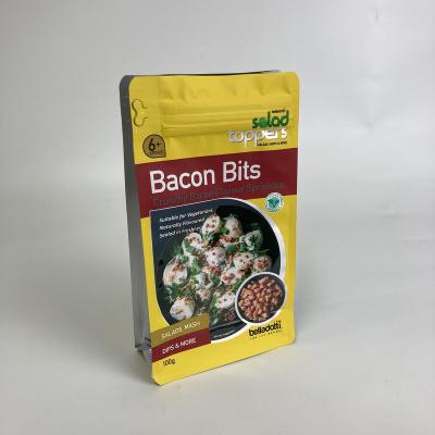 China Disposable Custom Printed Food Grade Flat Bottom Zipper Bags For Bacon Flavor Sprinkles With Pouch Zipper for sale