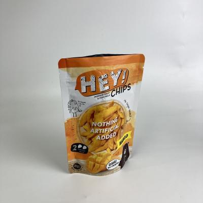 China Custom Printed Food Grade Moisture Proof Matt Finish Aluminum Foil Stand Up High Quality Mango Chips Packaging Zipper Bags for sale