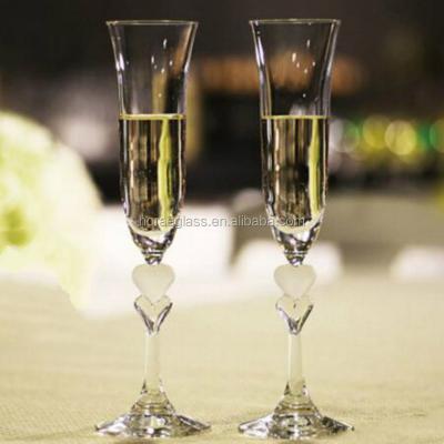 China Top quality artificial champagne heart shape champagne flute crystal glass goblet for valentine's day for sale