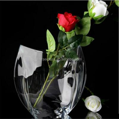 China Hot Selling 24cm Clear Crystal Glass Vase Artificial Bohemian Glass Vases for sale