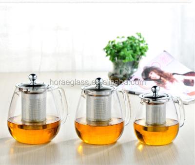 China Viable Promotional Tea Drinking Commercial Glass Teapot With Infuser With Different Size for sale