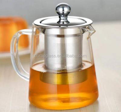 China OEM Manufacturer Gift Set Competitive Price Viable Promotional Stainless Steel Infuser Clear Pyrex Glass Teapot for sale