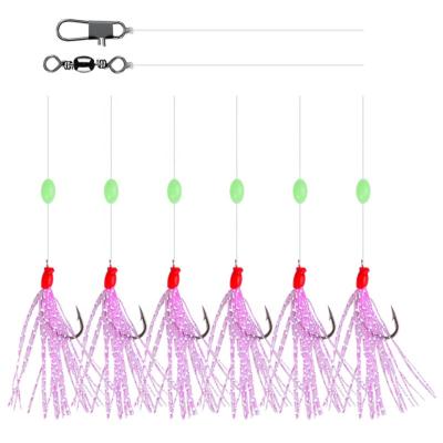 China Saltwater 6ps Fishskin Sabiki Hook Rigs String Hooks Luminous Fishhook Lure Sabiki Bait Sabiki Rigs for sale