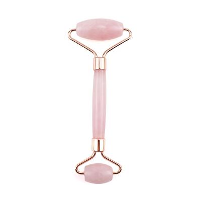 China Natural Jade Roller Beauty Massage 100% Face Lift Jade Stone Double Rose Quartz Facial Jade Roller for sale