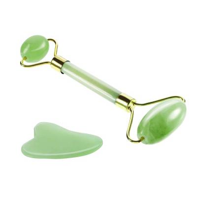 China Facial Face Slimming Natural Jade Roller Massage Quartz Face Roller 100% Jade Stone Double Head Facial White for sale