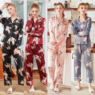 China 2019 hot sale QUICK DRY silk women's pajamas in the spring and summer two-piece female style for sale