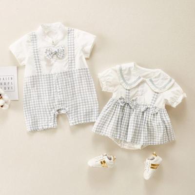 China Newborn Baby Boy and Girl Twin Clothes Cotton Baby Clothes Cute Baby Romper Shirt Boys and Girls Dresses for sale