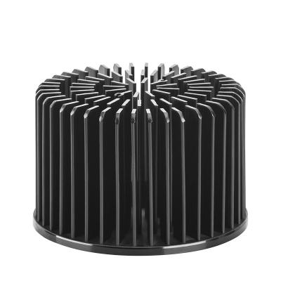 China Led Lighting Radiator 40W Diameter 120mm Size 70mm Black Custom Anodic Oxidation Round Led Light Pin Fin Aluminum Heat Sink Price for sale