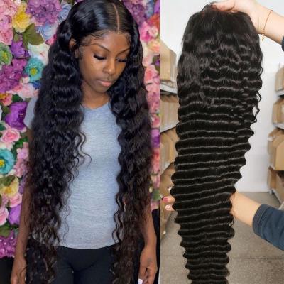 China Wholesale Kinky Curly Remy Brazilian Virgin Human Hair Wig 12a Grade 30 40 Inch Hd Loose Deep Wave 13*4 Glueless Full Lace Headband Raw Full Wig for sale