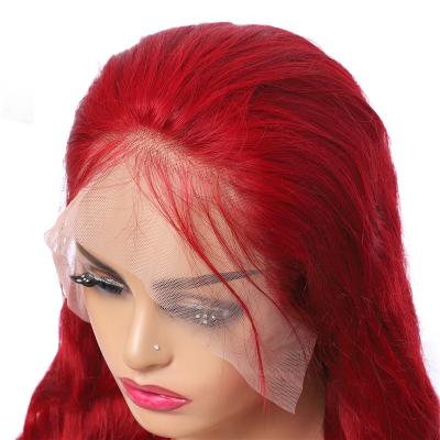 China Body Wave 13*6 HD Transparent Deep Curly Blonde Human Hair Wigs Straight Red Colored Natural Lace Front Wigs for sale