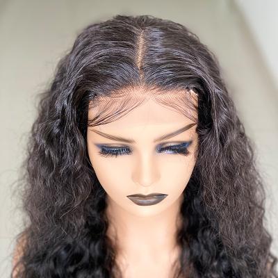 China Wholesale Price Virgin Hair Water Wave Full Lace HD Swiss 100% Human Hair Transparent Full Lace Front Wig For Black Women for sale