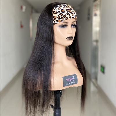 China Peruvian Headband Full Wave Hair Wigs Machine Made Silky Straight Hair Wig For Black Women Headband Wigs for sale