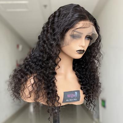 China Deep Wave 13x4 Curly Brazilian Remy Lace Front Human Hair Wigs Pre Plucked Headband For Black Women for sale