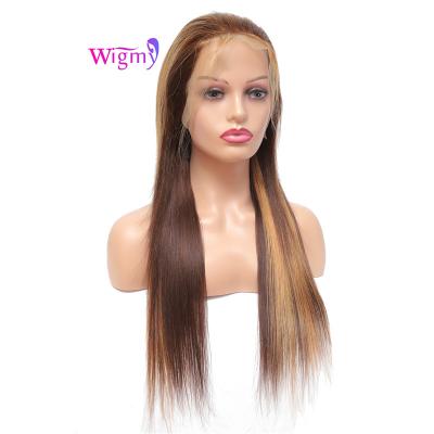 China Silky Straight Wave 150% Density Highlight Colored Blonde Real Hair Lace Frontal Highlight Wig Hair for sale