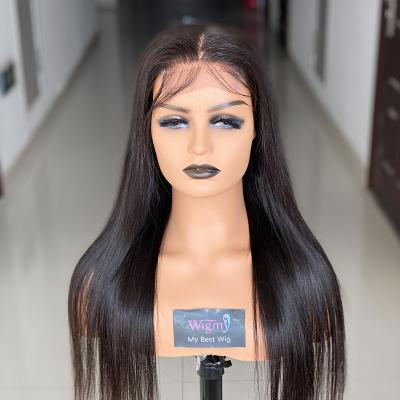 China Silky Straight Wave 4*4 Lace Closure Hair Wigs Pre Plucked 26 Inch Brazilian Remy Lace Front Wig 200% for sale