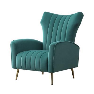 China Modern Green Velvet Fabric Flower Shape Living Room Lounge Chairs Upholstered Velvet Armchair Metal Legs Solid Wood Round Chair For Liv for sale