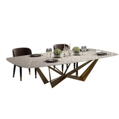 China (Size) Adjustable Modern Furniture Mable Top Dining Table Set Style For Dining Room for sale