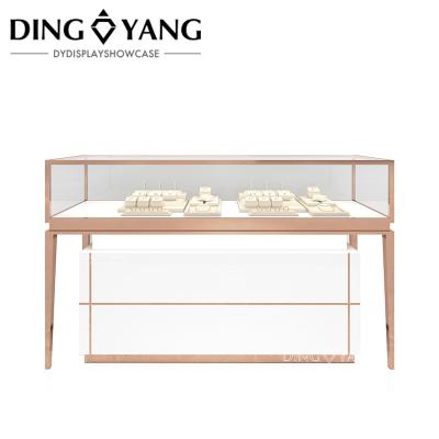 China Rose Golden Custom Glass Jewellery Display Cabinet With Good Quality And Good Price, Showcases Factory Directly Sell en venta