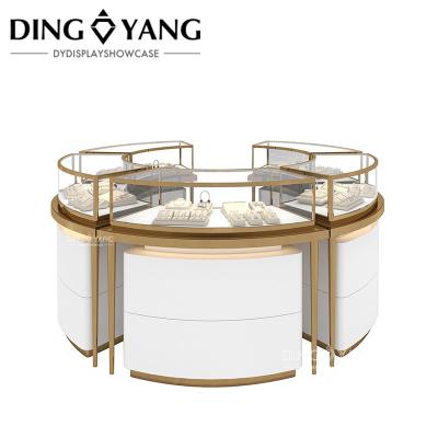 Chine Vitrine ronde en verre de bois pour bijoux, vitrine de bijoux haut de gamme Fabrique de personnalisation de la vitrine Qualité exquise et bon prix à vendre