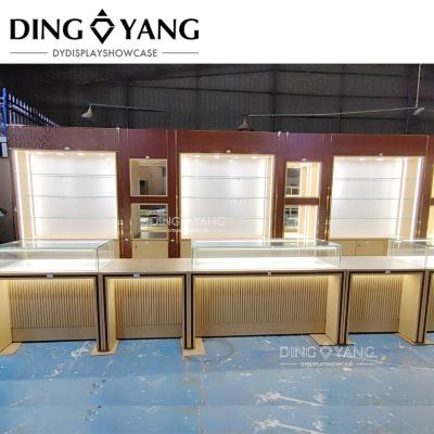 China High End Wood Glass Jewelry Display Case Wholesale, Provide Whole Store Jewelry Showcases 3D Designing Service for sale