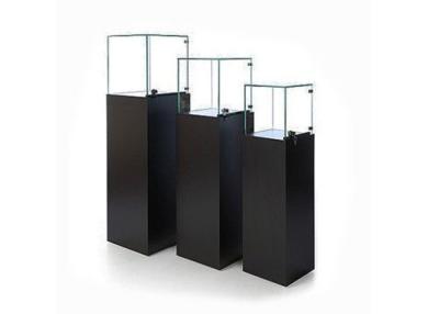 China Wooden Glass Floor Standing Display Cases With Led Lights 350X350X1150MM for sale