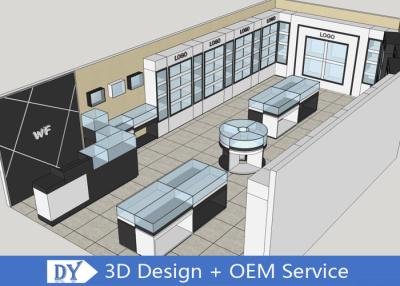 중국 OEM 3D 디자인 스토어 보석 디스플레이 케이스 목재 반짝이는 흰색 / 검은색 판매용