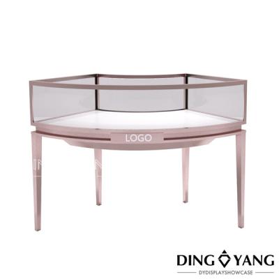 China Brushed Rose Gold Stainless Steel Jewellery Shop Display Counters for sale