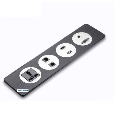 China Commercial Industrial Hospital Residential / General-Purpose Popular Design Aluminium Panel Socket Strip flushbonading Universal Conceal Power Outlet With Usb For Furniture for sale