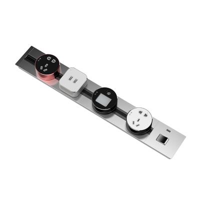 China Commercial Industrial Hospital Residential / General-Purpose Removable power rail track socket adapters system three hole track type power track socket plug light switch for sale