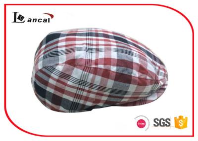 China Check Mens Summer Flat Caps Cotton Twill Polyester Lining Wool Scally Cap for sale