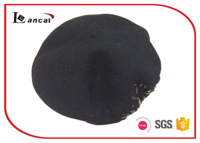 China Black wool knit beret hat different shape paillettes for ladies for sale