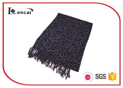 China 100% Acrylic Purple Leopard Woven Black Shawl 70cm x 180cm For Men for sale