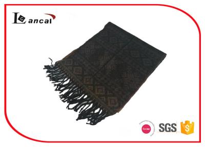 China Adults Light Weight Black Women Wrap Shawl With Acrylic Fairisle Jacquard for sale