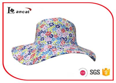 China Floral printed bucket hat with blue and white stripe cotton reversible hat for sale