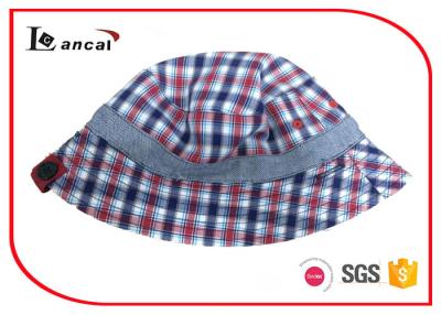 China Reversible Fishing Bucket Hat , Check And Herringbone Fisherman Hat With Button for sale