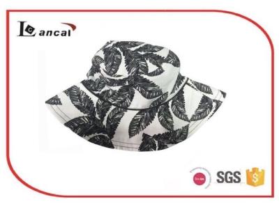 China 100% Cotton floral printing bucket hat with wide brim , summer straw hats for sale