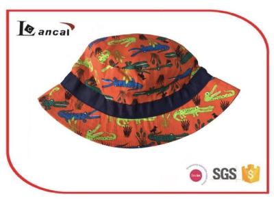 China Kids crocodile custom reactive printed bucket hat , orange fisherman bucket hat for sale